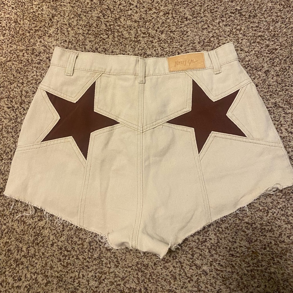 Nasty Gal Cream and Brown High Waist Shorts